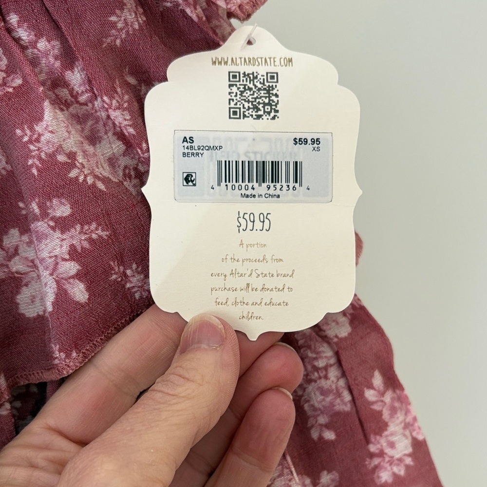 Altar'd State Floral Tiered Mini Skirt - Mauve - Picture 3 of 6